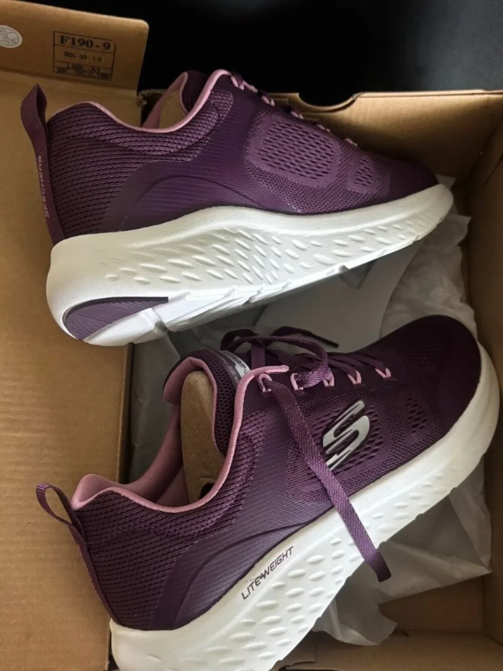 Skechers Lite-Weight Purple Vegan Mesh Sneakers - Women’s Size 8